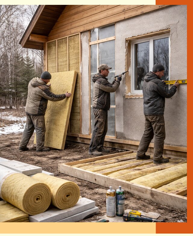 Утепление дачного дома в Курганинске от 4940 руб/м2 — недорого | ТепломастерКгн