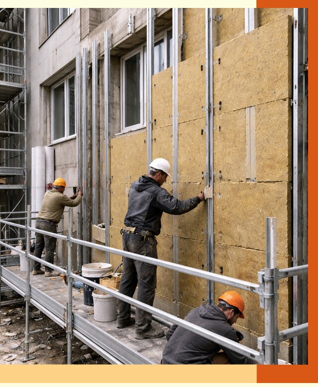 Утепление вентилируемого фасада в Курганинске от 5825 руб/м2 — монтаж и утепление вентфасад | ТепломастерКгн