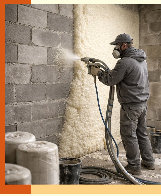 Утепление блочной стены ППУ в Курганинске качественно и надёжно